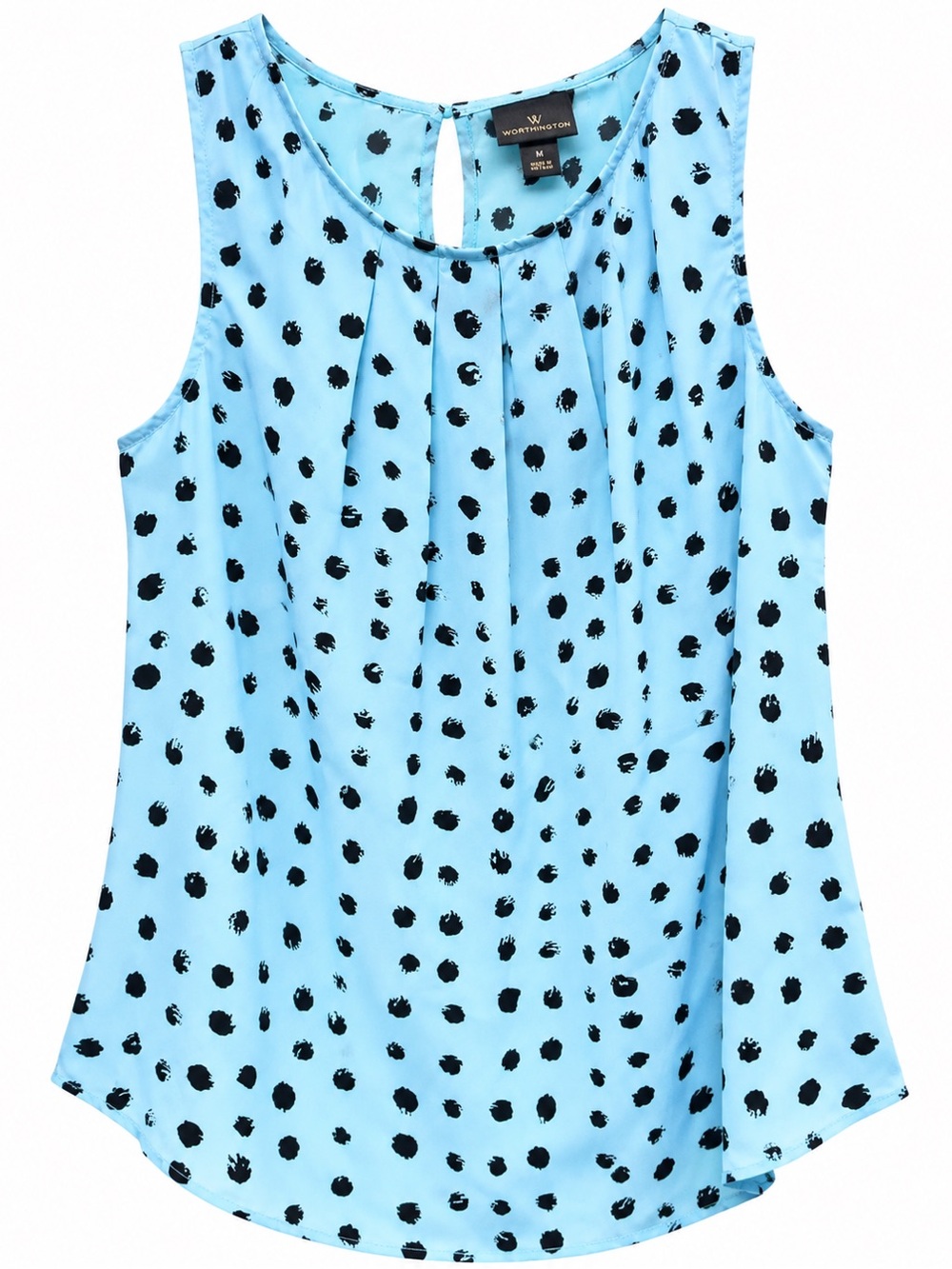 Worthington Blue Black Print Sleeveless Blouse Size Medium